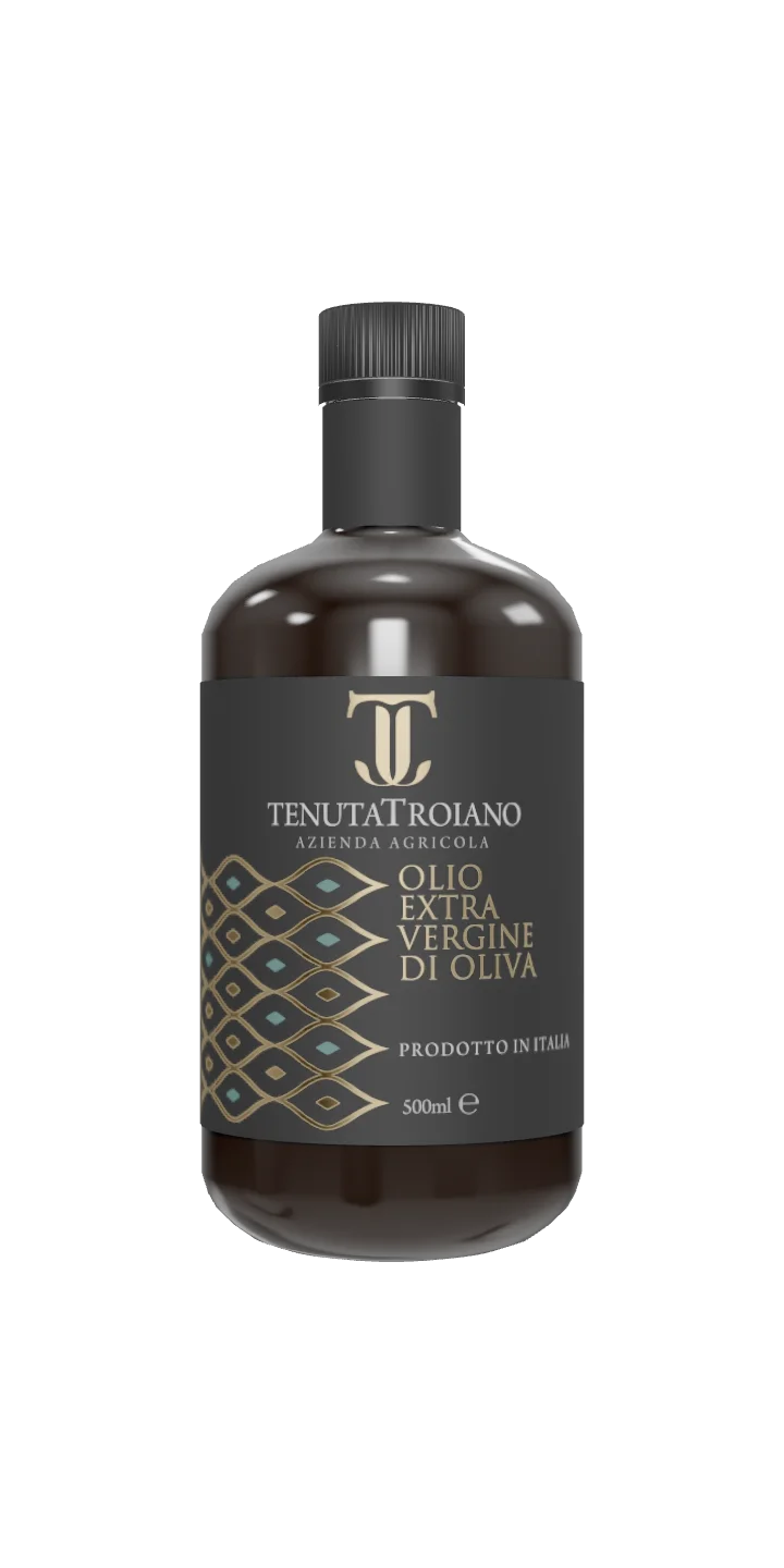 Bottiglia di olio extravergine di oliva Tenuta Troiano